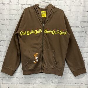Nestle Nesquik Chocolate Milk Hoodie Jacket Men’s Size L Brown/Yellow Full Zip